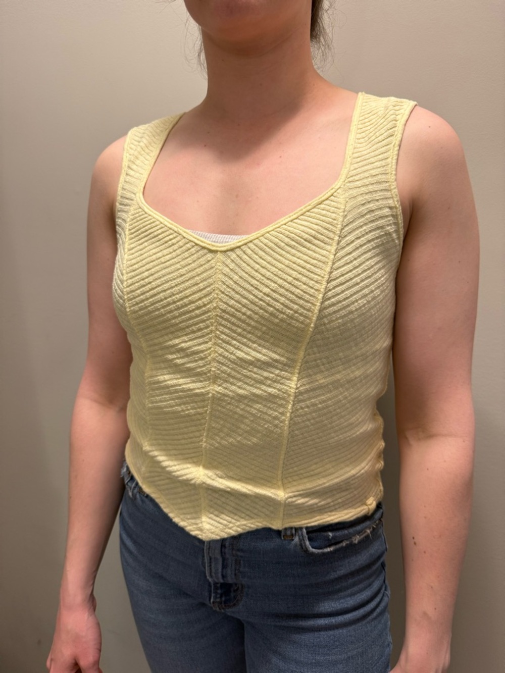 We The Free Textured Knit Scoop Neck Tank Vintage - Light Yellow